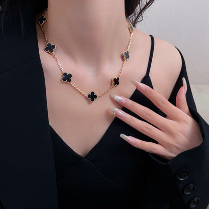 [Royal Jewellery]CLOVER 10 MOTIFS ONYX NECKLACE
