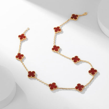 [Royal Jewellery]CLOVER 10 MOTIFS CARNELIAN NECKLACE