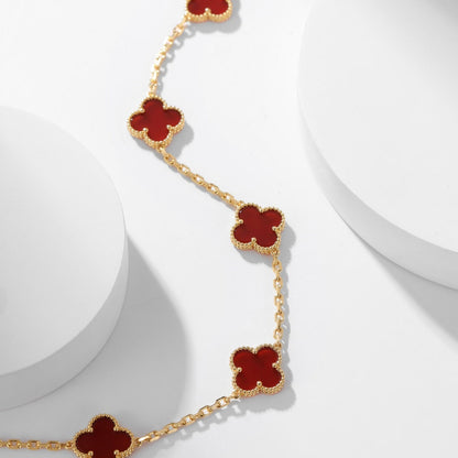 [Royal Jewellery]CLOVER 10 MOTIFS CARNELIAN NECKLACE