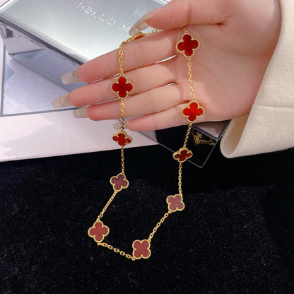 [Royal Jewellery]CLOVER 10 MOTIFS CARNELIAN NECKLACE