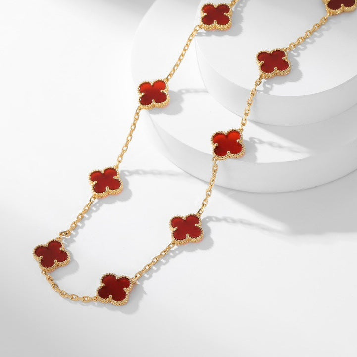 [Royal Jewellery]CLOVER 10 MOTIFS CARNELIAN NECKLACE