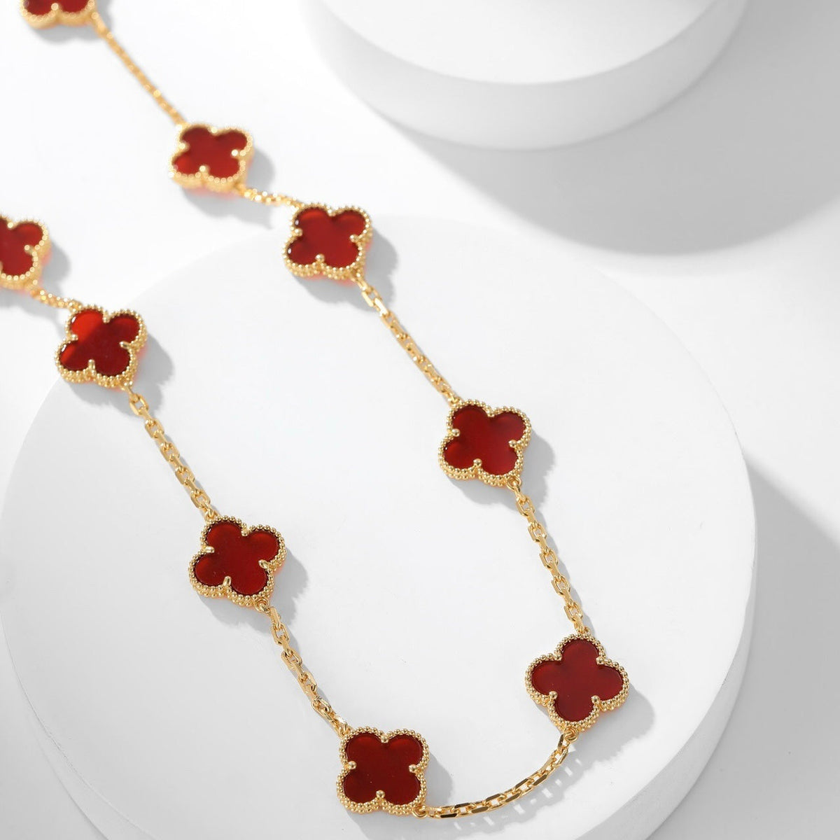[Royal Jewellery]CLOVER 10 MOTIFS CARNELIAN NECKLACE