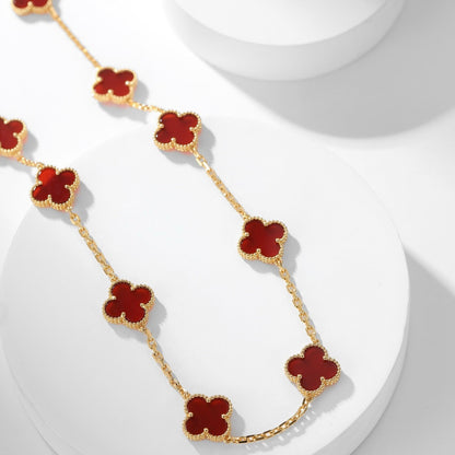 [Royal Jewellery]CLOVER 10 MOTIFS CARNELIAN NECKLACE