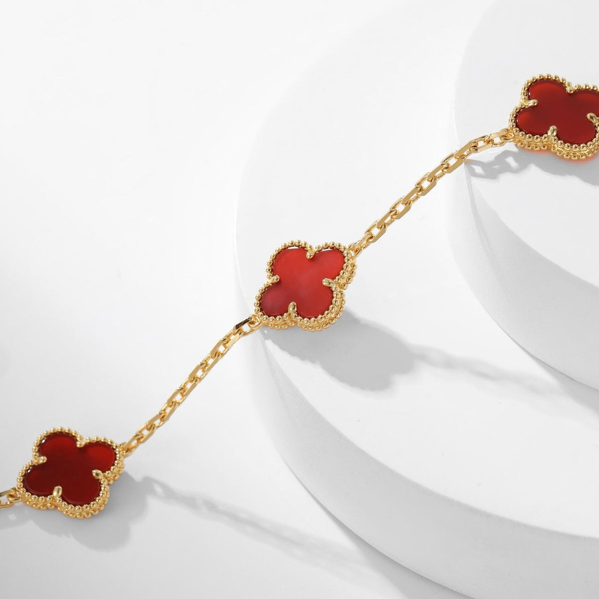 [Royal Jewellery]CLOVER 10 MOTIFS CARNELIAN NECKLACE
