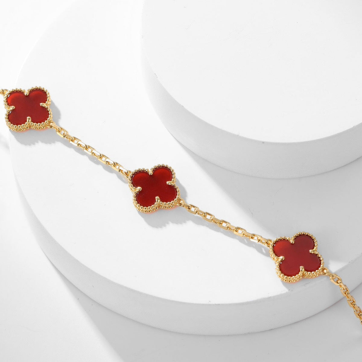 [Royal Jewellery]CLOVER 10 MOTIFS CARNELIAN NECKLACE