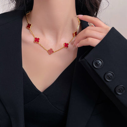 [Royal Jewellery]CLOVER 10 MOTIFS CARNELIAN NECKLACE