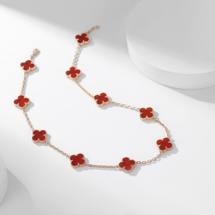 [Royal Jewellery]CLOVER 10 MOTIFS CARNELIAN NECKLACE