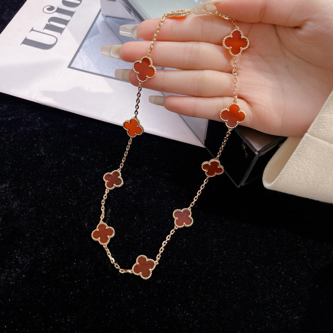 [Royal Jewellery]CLOVER 10 MOTIFS CARNELIAN NECKLACE