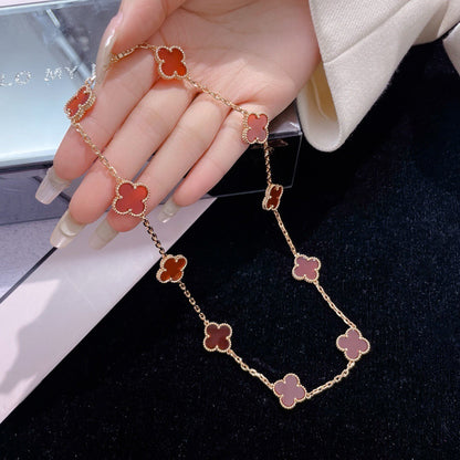 [Royal Jewellery]CLOVER 10 MOTIFS CARNELIAN NECKLACE