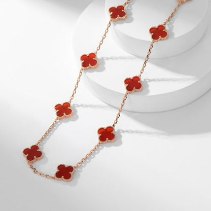 [Royal Jewellery]CLOVER 10 MOTIFS CARNELIAN NECKLACE