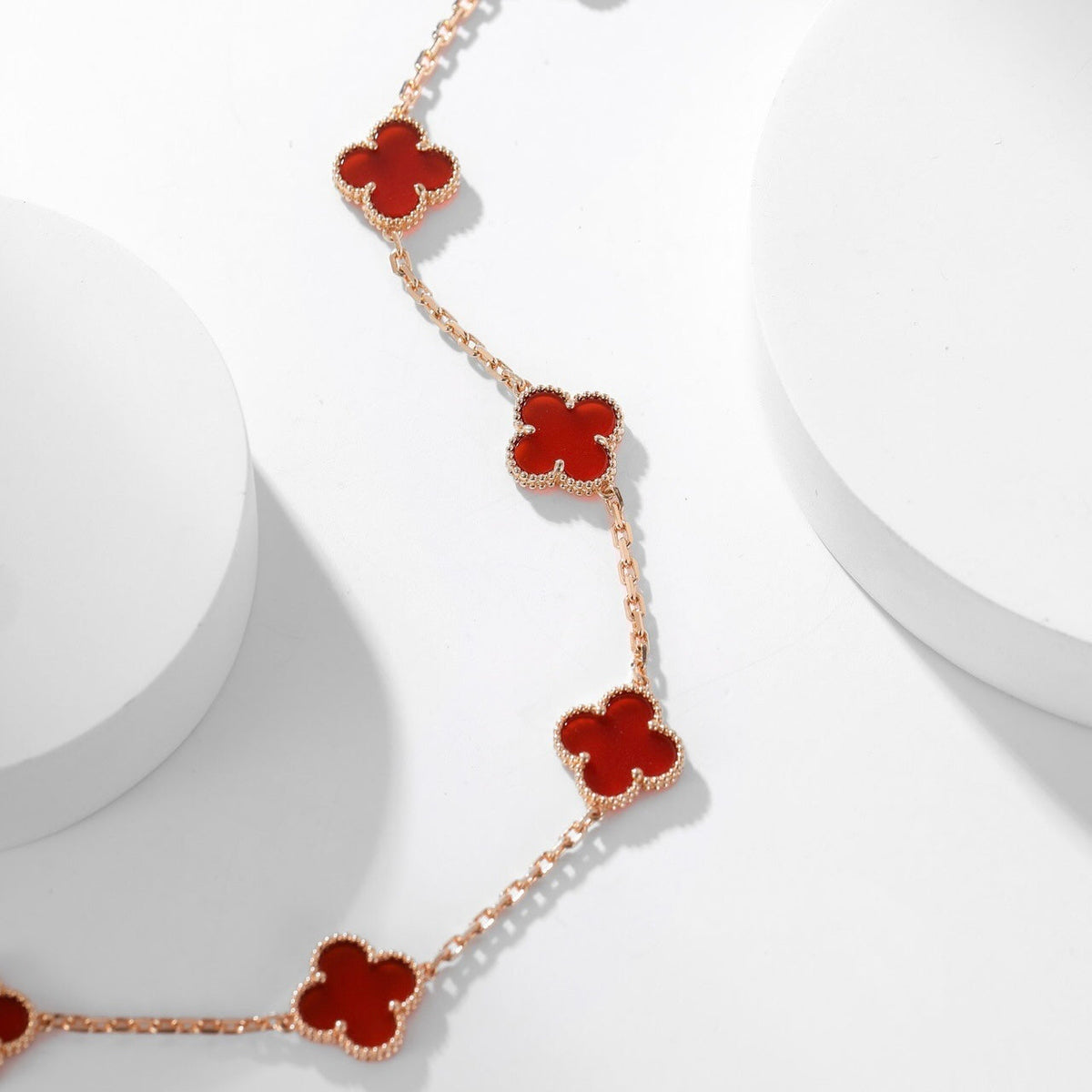 [Royal Jewellery]CLOVER 10 MOTIFS CARNELIAN NECKLACE