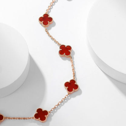 [Royal Jewellery]CLOVER 10 MOTIFS CARNELIAN NECKLACE