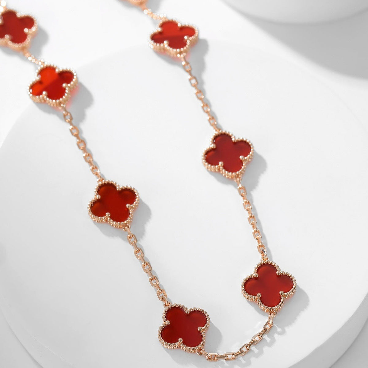 [Royal Jewellery]CLOVER 10 MOTIFS CARNELIAN NECKLACE
