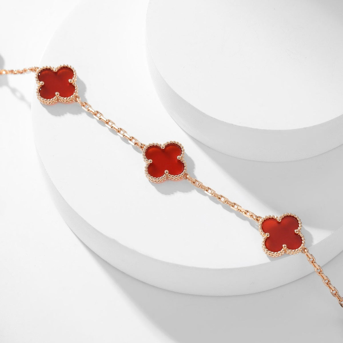 [Royal Jewellery]CLOVER 10 MOTIFS CARNELIAN NECKLACE