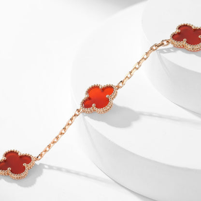 [Royal Jewellery]CLOVER 10 MOTIFS CARNELIAN NECKLACE