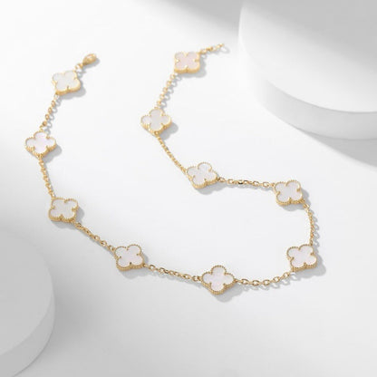 [Royal Jewellery]CLOVER 10 MOTIFS WHITE MOTHER OF PEARL NECKLACE