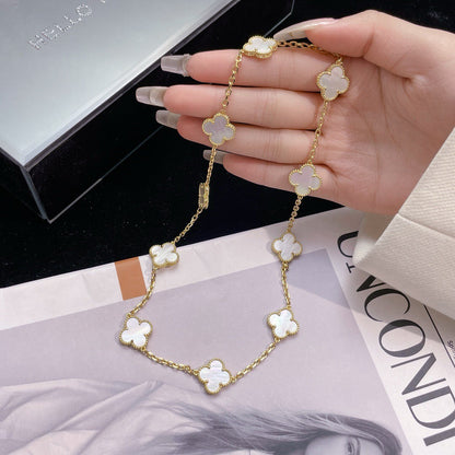[Royal Jewellery]CLOVER 10 MOTIFS WHITE MOTHER OF PEARL NECKLACE