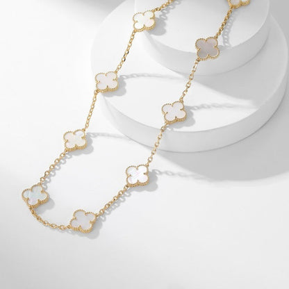 [Royal Jewellery]CLOVER 10 MOTIFS WHITE MOTHER OF PEARL NECKLACE
