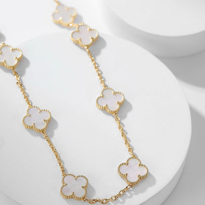 [Royal Jewellery]CLOVER 10 MOTIFS WHITE MOTHER OF PEARL NECKLACE