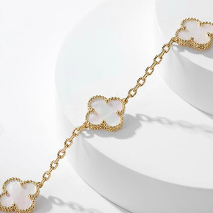 [Royal Jewellery]CLOVER 10 MOTIFS WHITE MOTHER OF PEARL NECKLACE