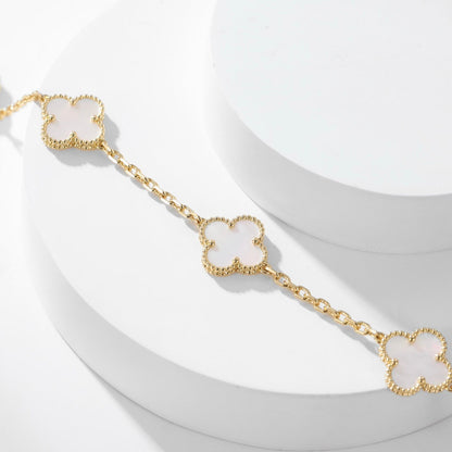 [Royal Jewellery]CLOVER 10 MOTIFS WHITE MOTHER OF PEARL NECKLACE