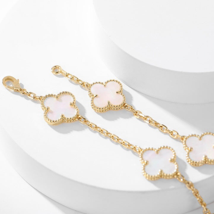 [Royal Jewellery]CLOVER 10 MOTIFS WHITE MOTHER OF PEARL NECKLACE