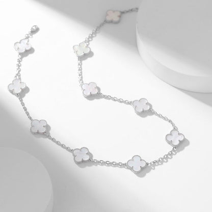 [Royal Jewellery]CLOVER 10 MOTIFS WHITE MOTHER OF PEARL NECKLACE