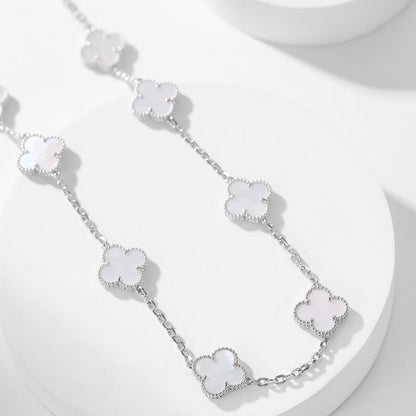 [Royal Jewellery]CLOVER 10 MOTIFS WHITE MOTHER OF PEARL NECKLACE