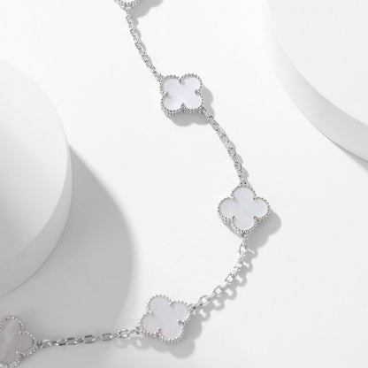 [Royal Jewellery]CLOVER 10 MOTIFS WHITE MOTHER OF PEARL NECKLACE