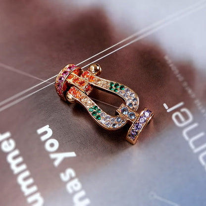[Royal Jewellery]FORC LARGE HORSESHOE  COLORED DIAMOND BRACELET SILVER