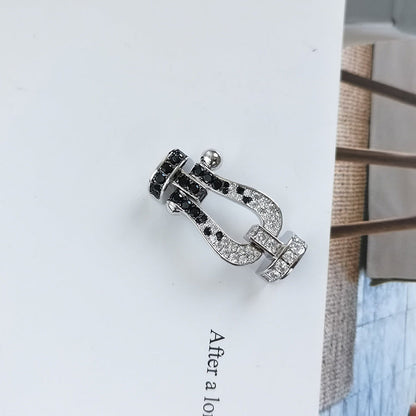 [Royal Jewellery]FORCE LARGE HORSESHOE BLACK WHITE DIAMOND BRACELET SILVER
