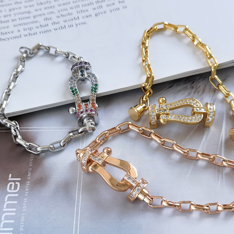 [Royal Jewellery]FORCE LARGE HORSESHOE CLASP  METAL BRACELET