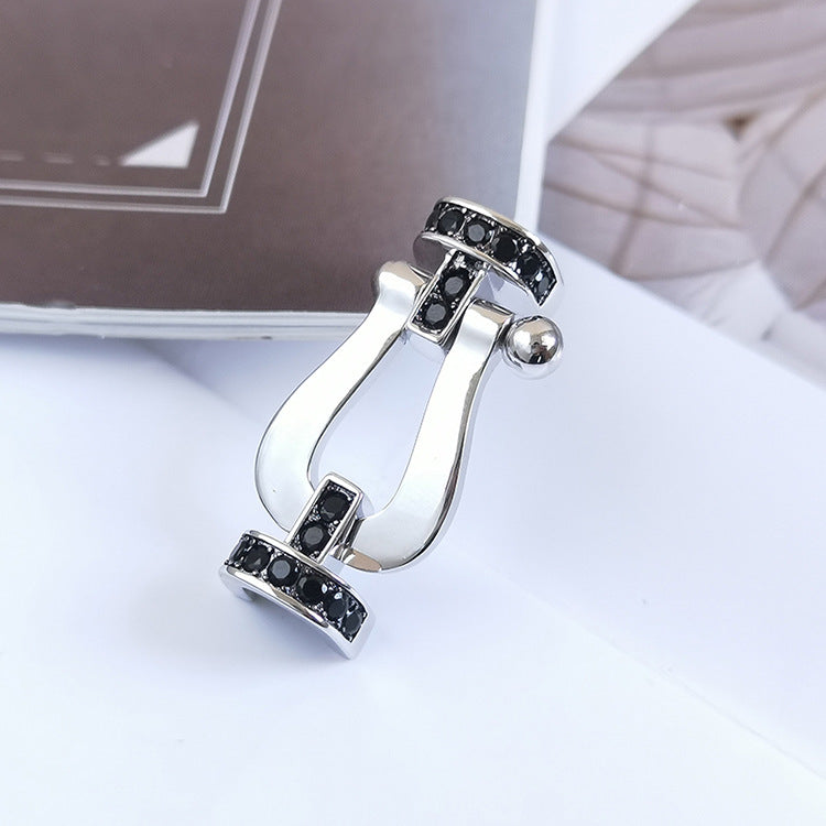 [Royal Jewellery]FORCE LARGE HORSESHOE BLACK DIAMOND BRACELET SILVER