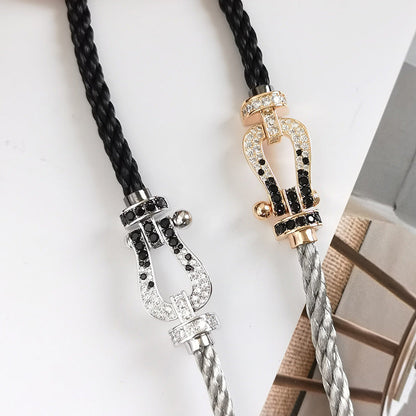 [Royal Jewellery]FORCE LARGE HORSESHOE BLACK WHITE DIAMOND BRACELET ROSE GOLD