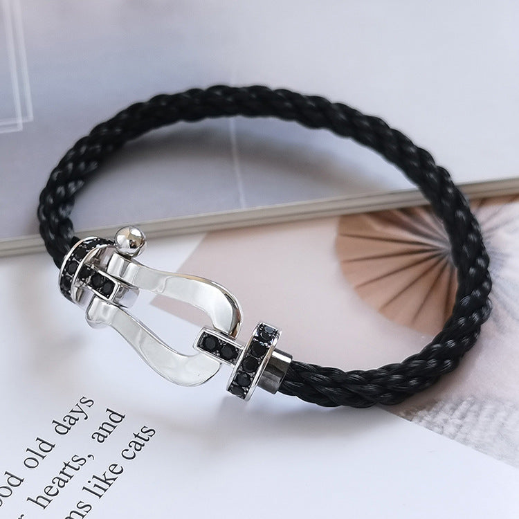 [Royal Jewellery]FORCE LARGE HORSESHOE BLACK DIAMOND BRACELET SILVER