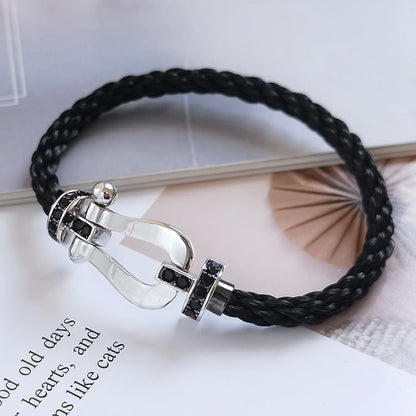 [Royal Jewellery]FORCE LARGE HORSESHOE BLACK DIAMOND BRACELET SILVER