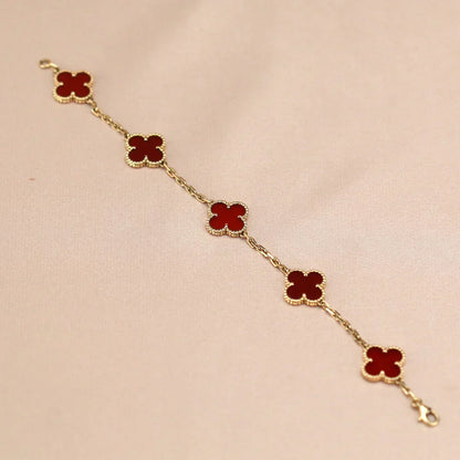 [Royal Jewellery] CLOVER 5 MOTIF RED CORNELIAN BRACELET COLLECTION