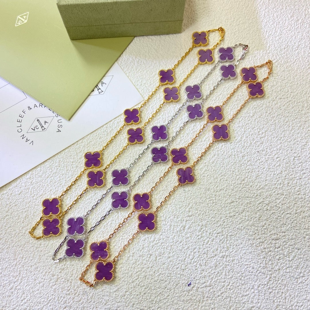 [Royal Jewellery]CLOVER 10 MOTIFS  PURPLE VIOLET  NECKLACE