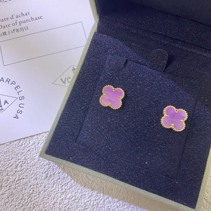 [Royal Jewellery]CLOVER MINI 9.5MM  PURPLE VIOLET EARRINGS