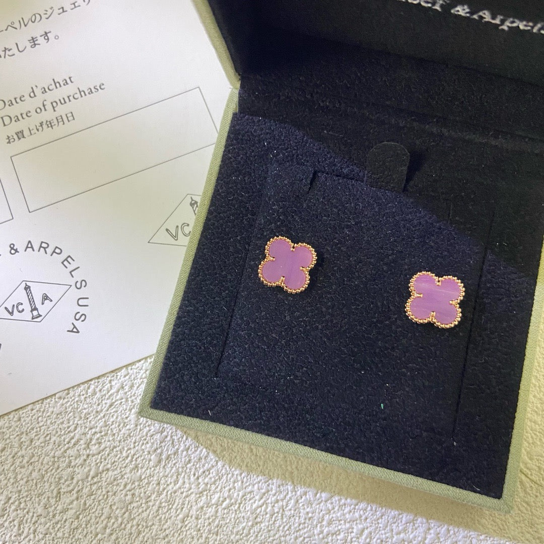 [Royal Jewellery]CLOVER MINI 9.5MM  PURPLE VIOLET EARRINGS