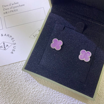 [Royal Jewellery]CLOVER MINI 9.5MM  PURPLE VIOLET EARRINGS