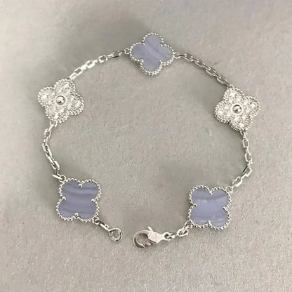 [Royal Jewellery] CLOVER 5 MOTIF PURPLE CHALCEDONY BRACELET COLLECTION