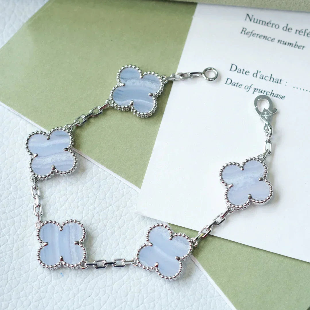 [Royal Jewellery] CLOVER 5 MOTIF PURPLE CHALCEDONY BRACELET COLLECTION