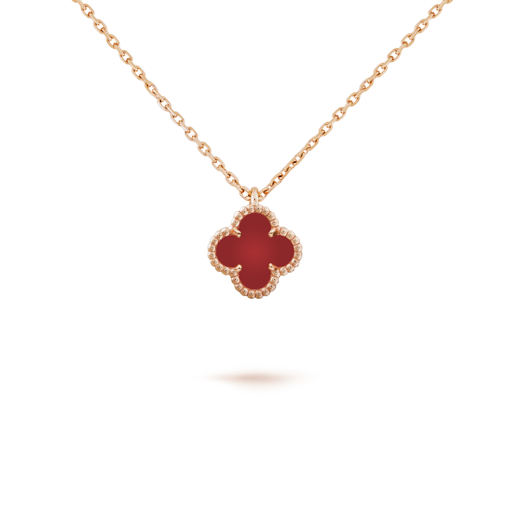[Royal Jewellery]CLOVER MINI 9.5MM WHITE CARNELIANS NECKLACE