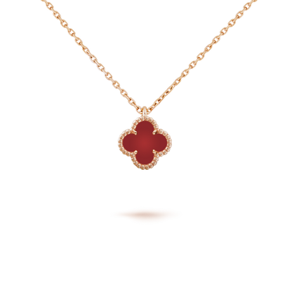 [Royal Jewellery]CLOVER MINI 9.5MM WHITE CARNELIANS NECKLACE