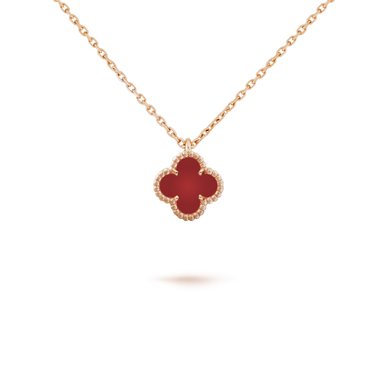 [Royal Jewellery]CLOVER MINI 9.5MM WHITE CARNELIANS NECKLACE