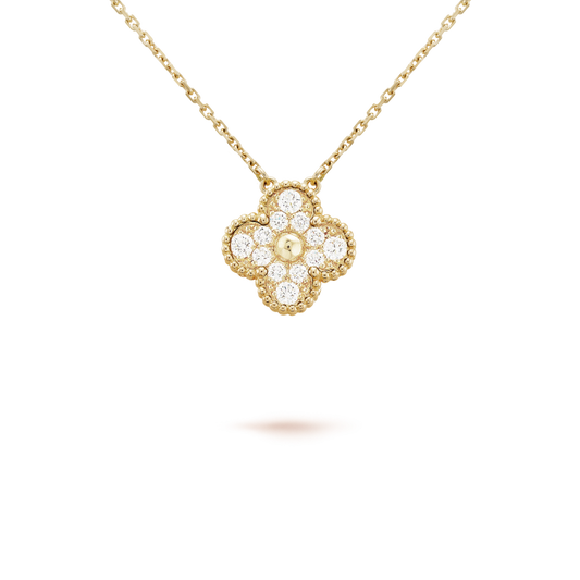 [Royal Jewellery]CLOVER 15MM DIAMOND SINGLE FLOWER NECKLACE