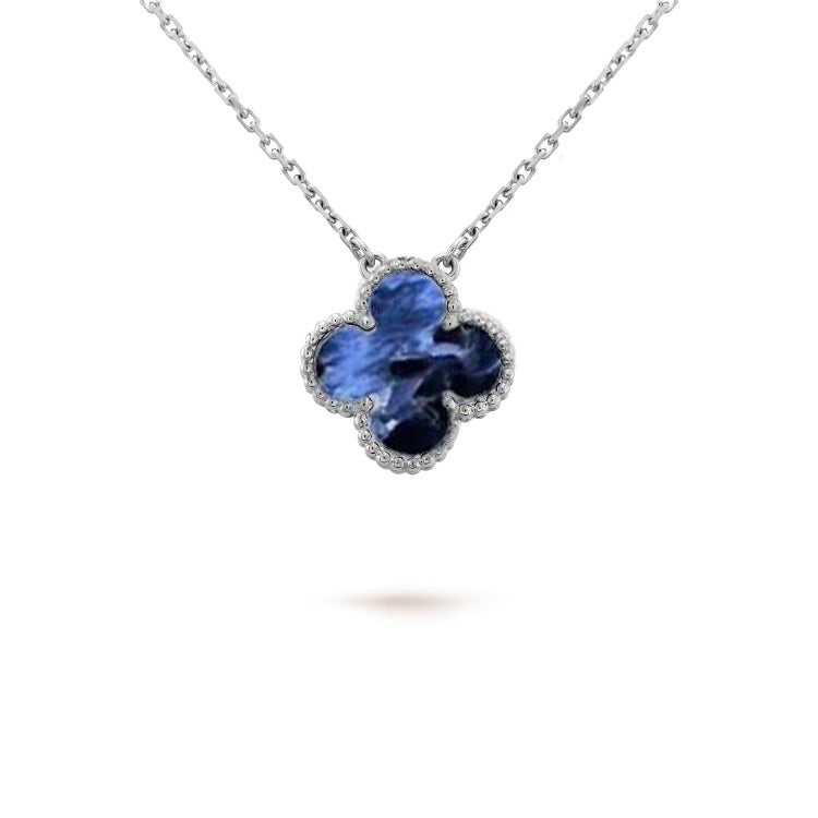 [Royal Jewellery]CLOVER 15MM PIETERSITE NECKLACE SILVER