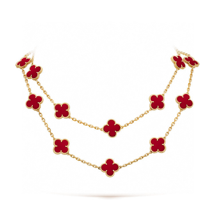 [Royal Jewellery]CLOVER 20 MOTIFS CARNELIAN NECKLACE