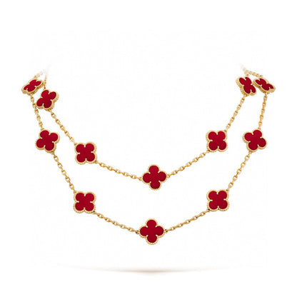 [Royal Jewellery]CLOVER 20 MOTIFS CARNELIAN NECKLACE